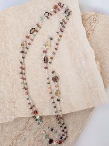 November Citrine: Multi Dark Gemstone Silver Necklace