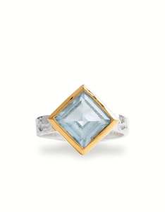Blue Topaz Oracle Gold & Silver Ring