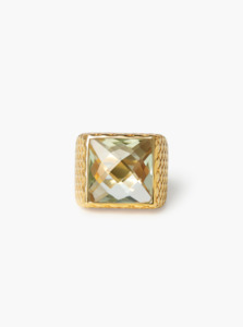 Summer Glow: Green Amethyst Glimmer Gold Ring