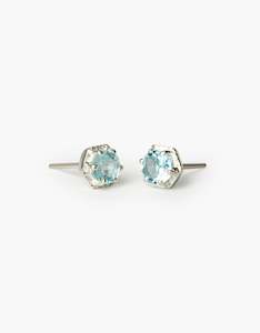 Summer Glow: Blue Topaz Glimmer Silver Studs