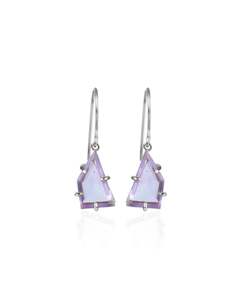 February: Amethyst Silver Angle Earrings