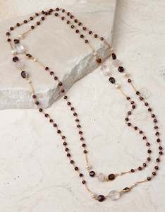 January: Garnet & Rose Quartz Gold Necklace