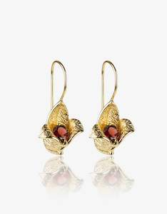 January: Garnet Bud Gold Earrings