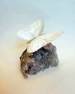 Selenite Butterfly on Amethyst