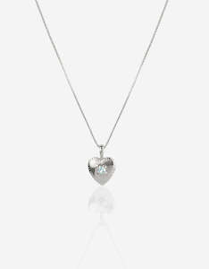 Aquamarine March: Aquamarine Silver Heart Necklace
