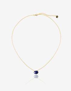 Precious Cities: Blue Adventurine Gold Oval Necklace
