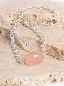 Rose Quartz Silver Mini Chunky Choker