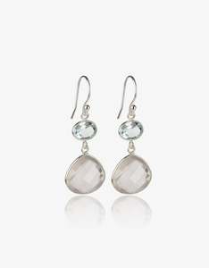 30: Blue Topaz and Rose Quartz Silver Earrings