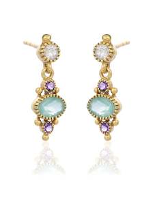 30: Chalcedony & Moonstone Gold Amer Drops
