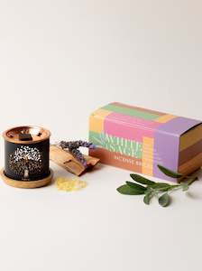 40: White Sage Incense Bricks & Burner - Gift Set