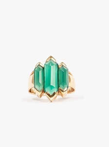 40: Green Onyx Knuckle Duster Gold Ring