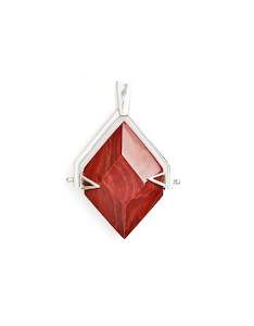 40: Red Jasper Silver Spinner Pendant