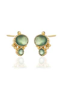Green Hessonite Gold Oval Studs