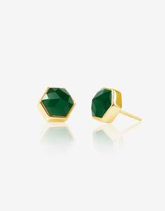 Green Jade Gold Studs