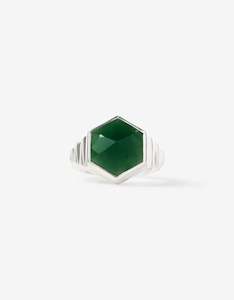 Green Jade Silver Ring