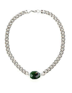 Nephrite Jade Silver Chunky Choker