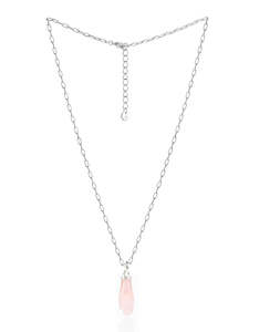 The Love Collection: Rose Quartz Silver Hand Necklace