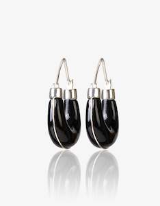 Onyx Silver Hoops