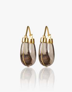 Smokey Quartz: Smokey Quartz Gold Hoops