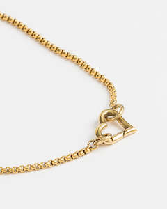 Skinny Gold Snake w. Gold Heart - LONG