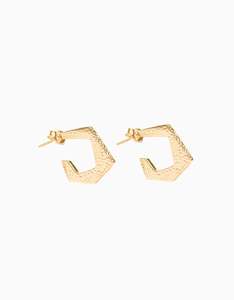Engraved Gold Angle Hoops