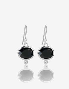MODA Onyx Drop Silver Earrings