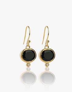 MODA Onyx Drop Gold Earrings