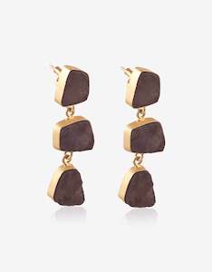 Smokey Quartz Rough Stone Earrings