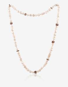 Pearl, Herkimer and Smokey Quartz Necklace