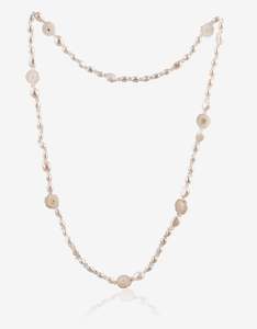 All: Pearl, Herkimer and Quartz Slice Necklace