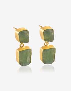 All: Green Aventurine Rough Stone Earrings