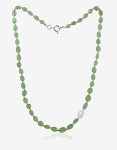 June Pearl: Green Aventurine and Pearl Necklace