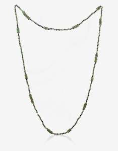 June Pearl: Emerald and Ruby Fuchsite Necklace