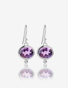 MODA Amethyst Drop Silver Earrings