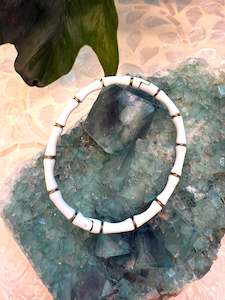 Giifts Under 100: Bamboo White & Gold Hinged Bangle