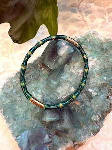 Giifts Under 100: Bamboo Leafy Green & Gold Hinged Bangle