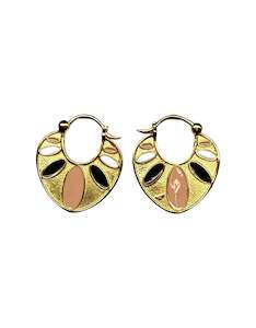 Gifts Under 150: Peachy Enamel Gold Hoops - SAMPLE