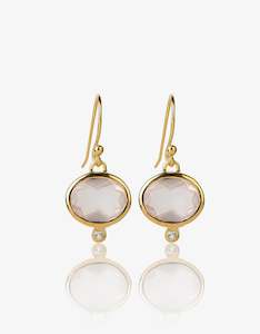 Gifts Under 250: MODA Rose Quartz Drop Gold Earrings