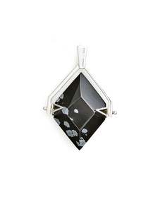 Snowflake Obsidian Silver Spinner Pendant