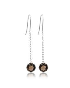 Smokey Quartz Pendulum Silver Earrings