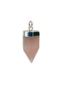 All: Rose Quartz Asymmetrical Silver Point Pendant