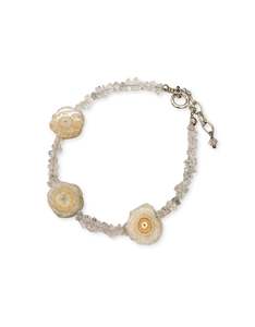 June Pearl: Herkimer & Quartz slice Bracelet