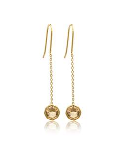 Citrine Pendulum Gold Earrings