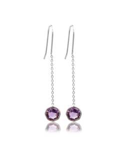 Amethyst Pendulum Silver Earrings