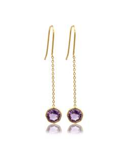 Amethyst Pendulum Gold Earrings