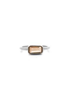 Smokey Quartz: Smokey Quartz Chunkette Stacker Silver Ring