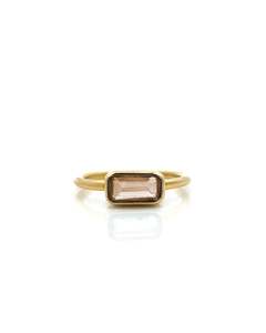 Smokey Quartz Chunkette Stacker Gold Ring
