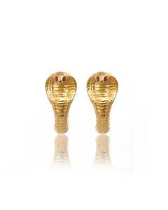 July Ruby: Sacred Cobra Gold Hoops - Ruby