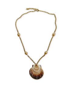 Natural gold Embossed Shell Necklace