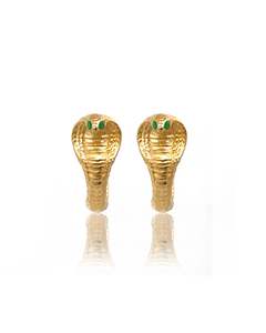 Gifts Under 250: Sacred Cobra Gold Hoops - Emerald
